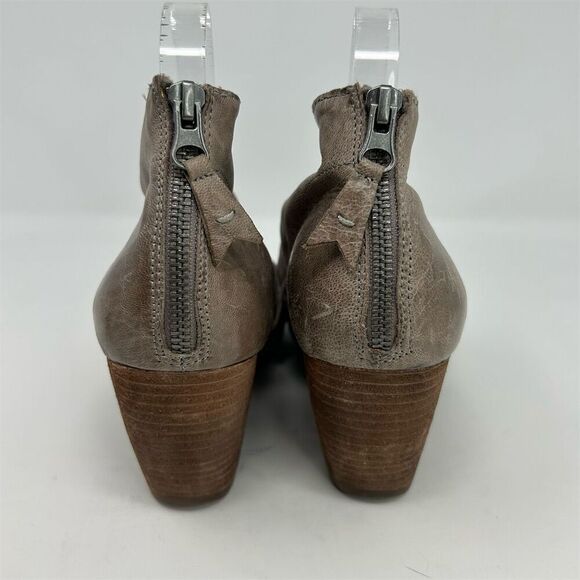 OTBT Patchouli Ruched Gray Leather Back Zipper Heeled Sandals Size 9M Open Toe - Picture 7 of 14